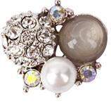 Fuschia, Fuschia Nail Art - Pearls and Crystals - Grey/Silver, Mk Beauty Club, Nail Art