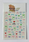 HK 5D Nail Sticker - Assorted Hearts + Bows #0334