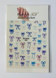 HK 5D Nail Sticker - Purple+Blue Bows #0333