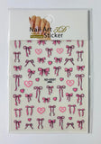 HK 5D Nail Sticker - Pink Hearts + Bows #0337