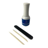 Kei Magic Gel Remover Kit -4pc set (Kei Magic Gel Remover 0.5oz + Mini Cushion Nail Files (1) + Wood stick 3'' (2))