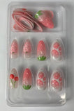 Bite My Nails Strawberries Almond Medium Press-on Nails with Glue