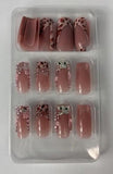 La Camila Hello Kitty French with Crystals Square Long Press-on Nails with Glue