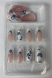Bite My Nails Blue Bows/Flowers Stiletto Medium Press-on Nails with Glue