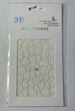 HK 5D Nail Sticker - White Flowers #0098