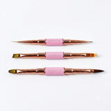 Double Ended Nail Art Brush Set - Pink/3pc