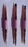 Double Ended Nail Art Brush Set - Pink/3pc