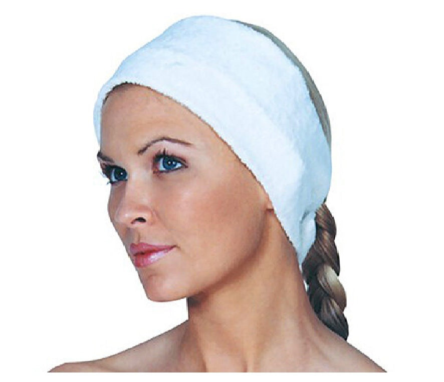 Scalpmaster Terrycloth Velcro Spa Headband White #3058