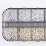 HK White and Beige Half Round Pearl Resin Beads (Asst Sizes)  - 12grids