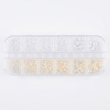 HK White and Beige Half Round Pearl Resin Beads (Asst Sizes)  - 12grids