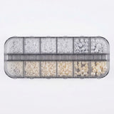 HK White and Beige Half Round Pearl Resin Beads (Asst Sizes)  - 12grids