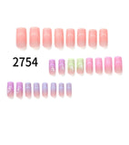 La Camila PinkFrosted (Hearts, Crystals) Almond Long Press-on Nails with Glue - 24pcs