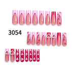 La Camila French Tip Heart Designed with Pearls Coffin Extra Long Press-on Nails with Glue - 24pcs