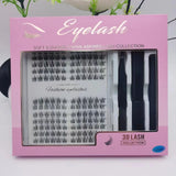 3D LASH Wispy C-Curl Cluster Eyelash With Bond/Sealant, Remover, Tweezers Kit #LC220