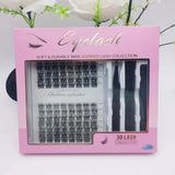 3D LASH Fluffy C-Curl Cluster Volume Eyelash With Bond/Sealant, Remover, Tweezers Kit #LC226