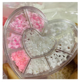 HK Nail Art Resin Flowers (PK/WHT) + Pearls