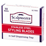 Scalpmaster Barber Stainless Steel Replacement Blades - 10ct #SC-7005