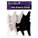 SNS 3'' Wide Black/White Butterfly Clips -12ct #186B