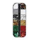 Assorted Nail Glitter, Sequins, and Rhinestones Set for Christmas Nail Art 12-Grid