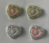 HK Nail Art 3D Hearts + Pearls Mixed Colors Charms