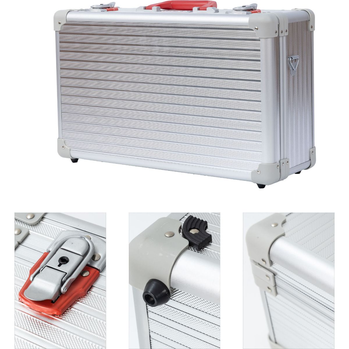 JC Silver Stripe 6 Clipper Sliding Barber Portable Travel Case #JBC005-64