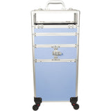 JC Lavender Stripe Pattern 2-Tiers Accordion Trays Professional Cosmetic Rolling Case #JMT002-620