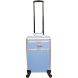JC Lavender Stripe Pattern 2-Tiers Accordion Trays Professional Cosmetic Rolling Case #JMT002-620
