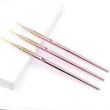 HK Thin Nail Art Brush Liner Set Pink  - 3pcs