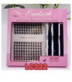 3D LASH Wispy D-Curl Cluster Eyelash With Bond/Sealant, Remover, Tweezers Kit #LC222