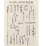 HK 5D Nail Sticker - White Flowers #5D0154