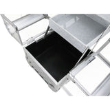 JC Silver Diamond Acrylic 2-Tiers Extendable Trays Cosmetic Train Case with Mirror #JMK001-84