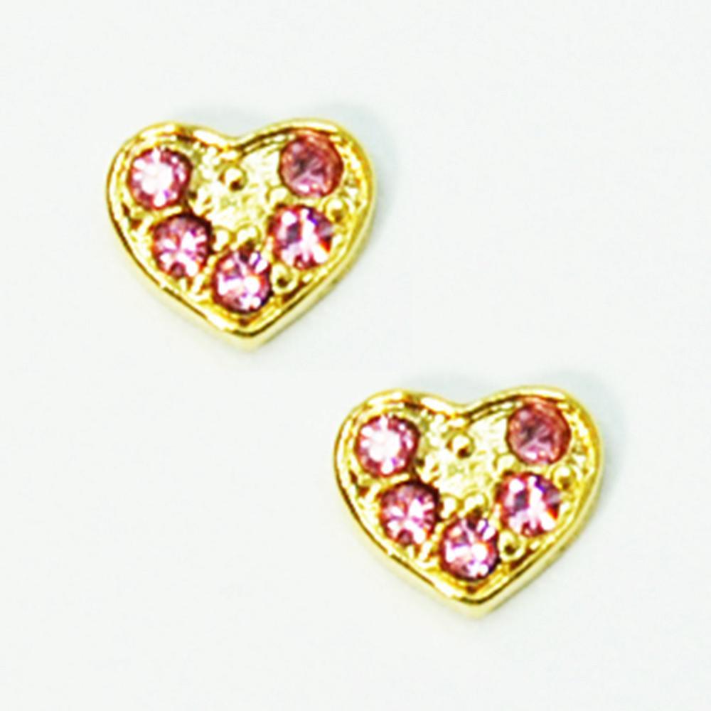 Fuschia, Fuschia Nail Art - Heart Small - Gold/Pink, Mk Beauty Club, Nail Art
