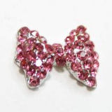 Fuschia, Fuschia Nail Art Charms - Crystal Glam Bow - Pink/Silver, Mk Beauty Club, Nail Art Charms