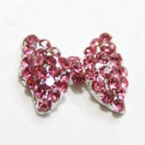 Fuschia Nail Art Charms - Crystal Glam Bow - Pink/Silver