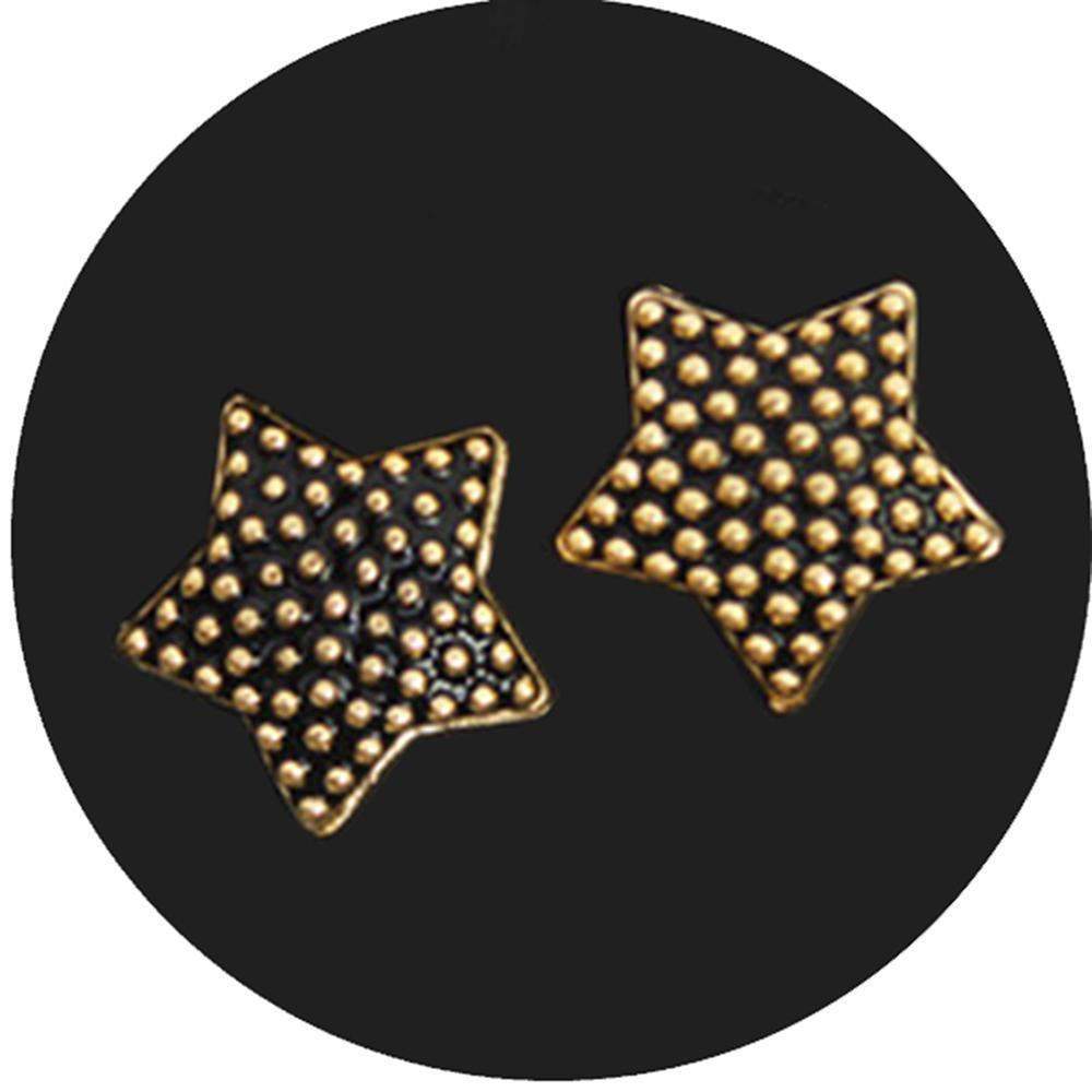 Fuschia, Fuschia Nail Art Charms -  Textured Stars - Black, Mk Beauty Club, Nail Art Charms