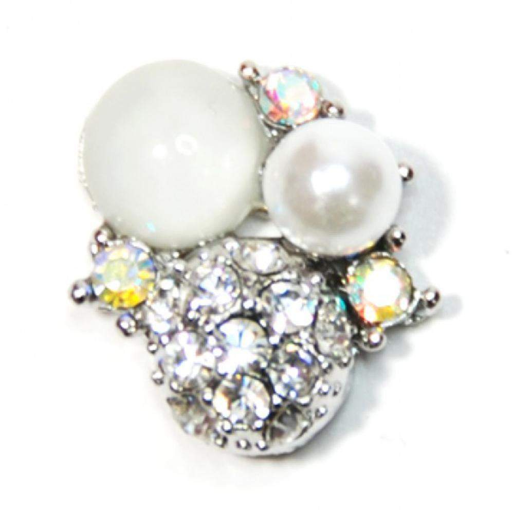 Fuschia, Fuschia Nail Art - Pearls and Crystals - White/Silver, Mk Beauty Club, Nail Art