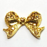 Fuschia Nail Art Charms - Princess Bow - Gold