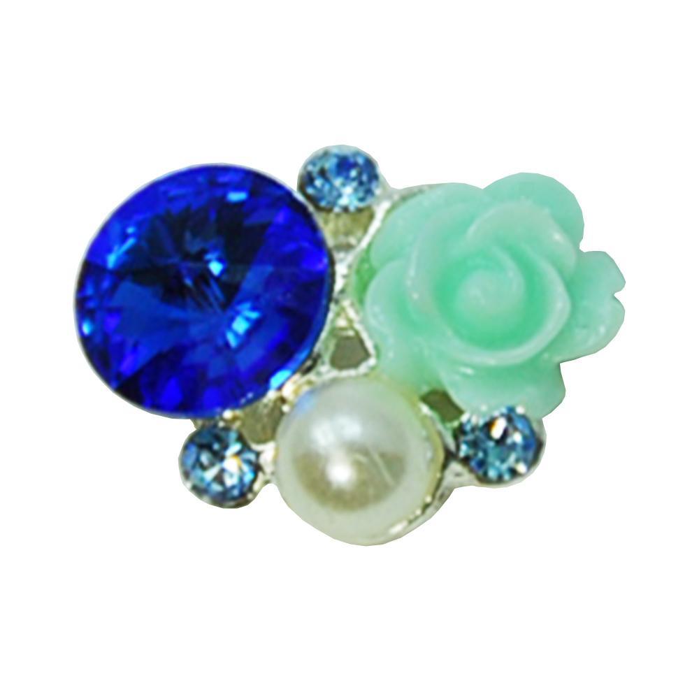 Fuschia, Fuschia Nail Art -  Rose & Crystals - Sapphire, Mk Beauty Club, Nail Art