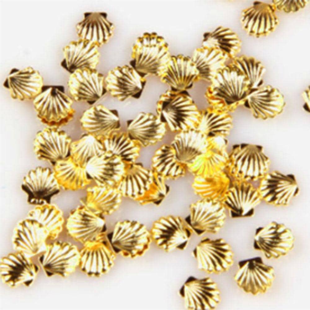 Fuschia, Fuschia Nail Art - Seashell Studs - Large Gold, Mk Beauty Club, Metal Parts