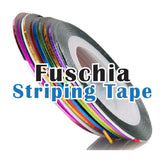 Fuschia Nail Wraps - Striping Tape - Hologram Silver