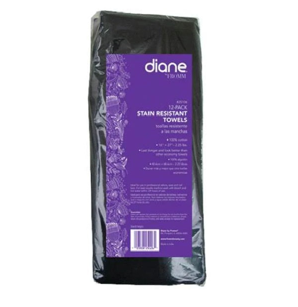 Diane  Stain Resistant Towels 16"x27" 12Pk - Black #25106