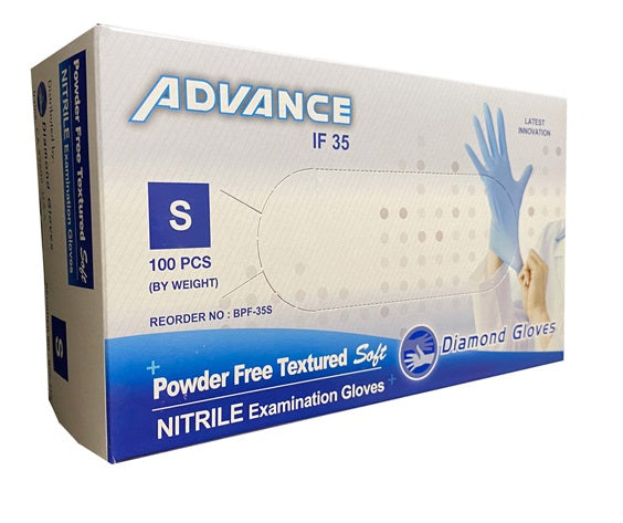 Advance Powder Free Nitrile Gloves Small - Blue 100ct