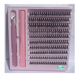 Fluffy D-Curl Individual Cluster DIY Volume Eyelash Extension Mixed Length (6-12mm) With Bond and Tweezers #LC159