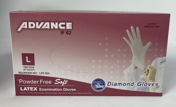 Advance Powder Free Latex Gloves 100ct