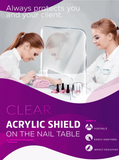 Nail Salon Table Acrylic Shield / Portable Sneeze Guard Protective Barrier