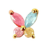 Fuschia Nail Art - Jewel Butterfly - Gold