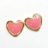 Fuschia Nail Art - Flat Heart - Gold/Pink