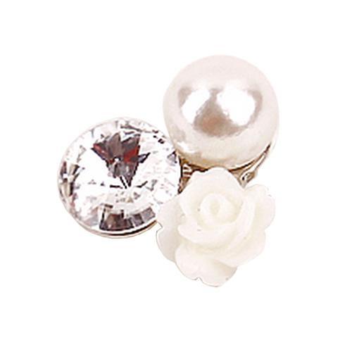 Fuschia, Fuschia Nail Art - Pearl and Crystal - White Rose, Mk Beauty Club, Nail Art