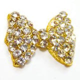 Fuschia, Fuschia Nail Art Charms - Crystal Glam Bow - Crystal/Gold, Mk Beauty Club, Nail Art Charms