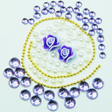Fuschia, Fuschia Nail Art -  Rose & Rhinestone 5pc Set - White/Purple, Mk Beauty Club, Nail Art